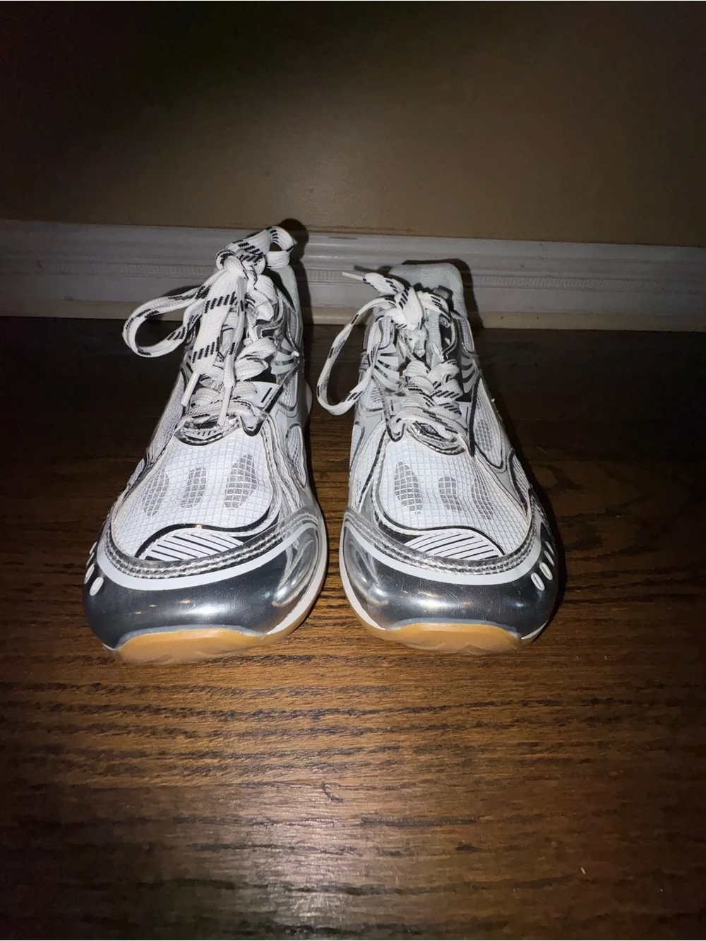 Amazon White Athletic Running Shoes with Black Accents